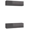 vidaXL TV-Schr&auml;nke 4 Stk. Hochglanz-Grau 60x30x30 cm Holzwerkstoff
