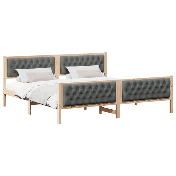 vidaXL Bettrahmen Dunkelgrau 200 x 200 cm Massives Kiefernholz