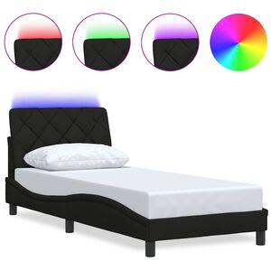 vidaXL Bettgestell mit LED ohne Matratze Schwarz 80x200 cm Stoff