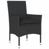 vidaXL 3-tlg. Garten-Essgruppe mit Kissen Schwarz Poly Rattan Glas