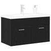 vidaXL Badezimmerschrank Schwarz Eichen-Optik 80 x 38,5 x 46 cm