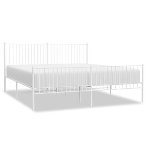 vidaXL Bettgestell mit Kopf- und Fu&szlig;teil Metall Wei&szlig; 193x203 cm