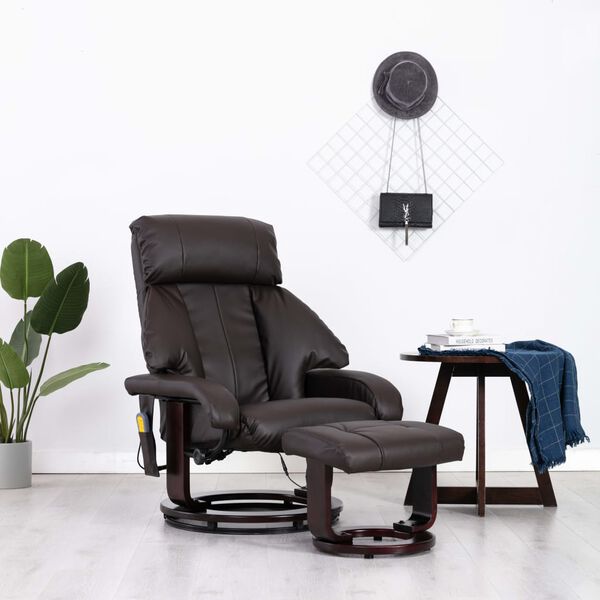 vidaXL TV-Massagesessel Braun Kunstleder