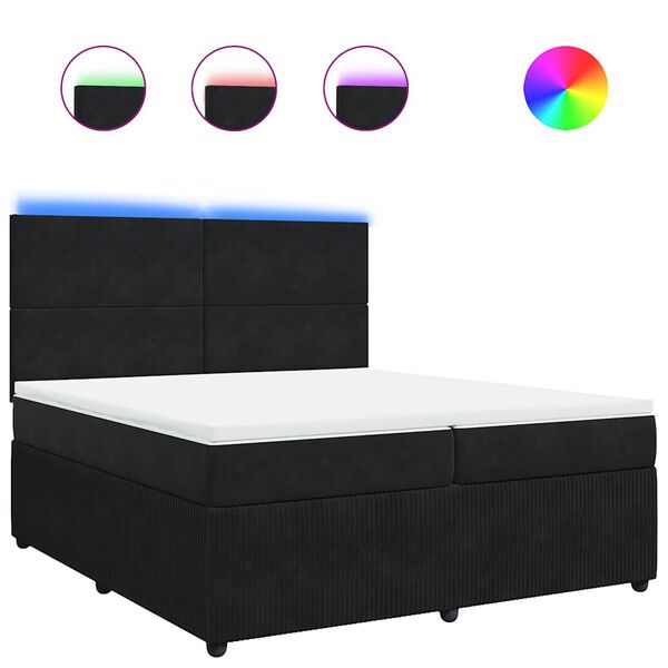vidaXL Boxspringbett mit Matratze Schwarz 200x200 cm Samt