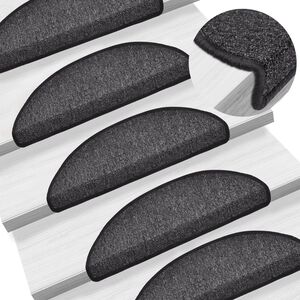 vidaXL Stufenmatten 15 Stk. 56x17x3 cm Anthrazit Halbrund