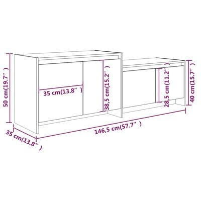 vidaXL TV-Schrank Schwarz 146,5x35x50 cm Holzwerkstoff