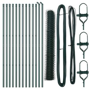 vidaXL Bodenmontierter Sechseckzaun 25 x 1,4 m PVC-beschichteter Stahl