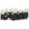 vidaXL Garten Essgruppe mit Kissen 9 pcs Schwarz Poly Rattan