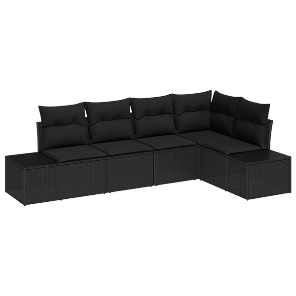 vidaXL Gartensofa-set 5 pcs Schwarz Poly-Rattan