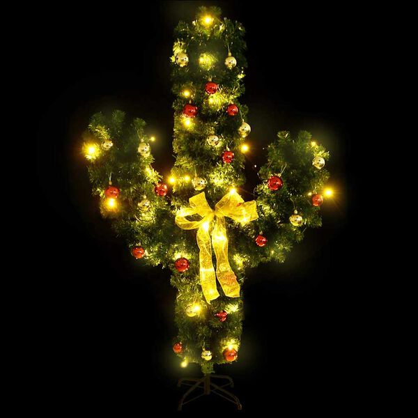 vidaXL Weihnachtskaktus mit St&auml;nder und LED Gr&uuml;n 210 cm PVC
