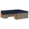 vidaXL 11-teiliges Gartensofa-Set mit Kissen, grau, Polyrattan