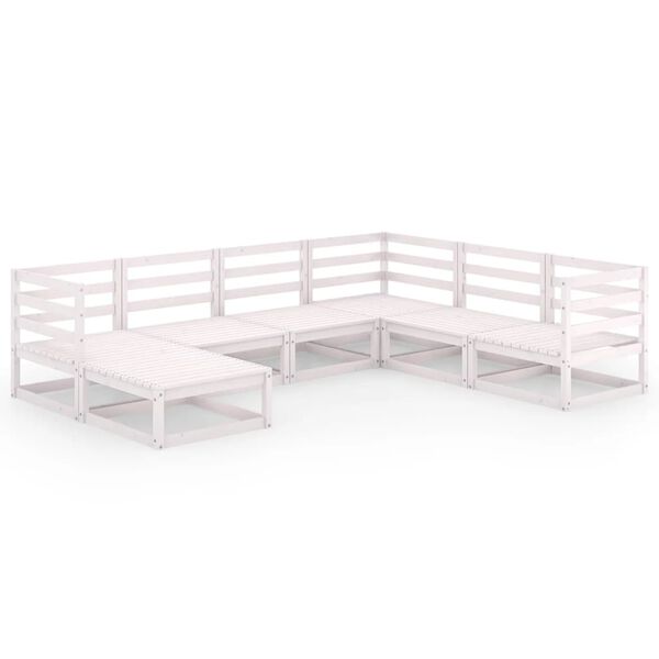 vidaXL 7-tlg. Garten-Lounge-Set Wei&szlig; Kiefer Massivholz