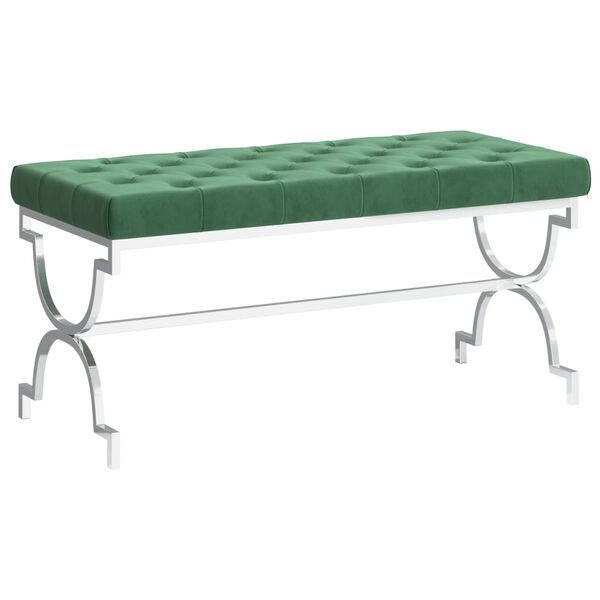 vidaXL Bank 99 cm Dunkelgr&uuml;n Samt und Edelstahl