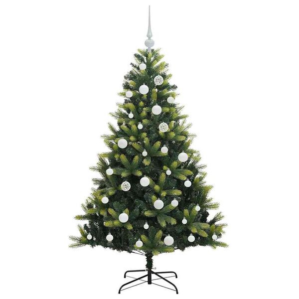 vidaXL K&uuml;nstlicher geflammter Weihnachtsbaum 150 LEDs Gr&uuml;n 150 cm