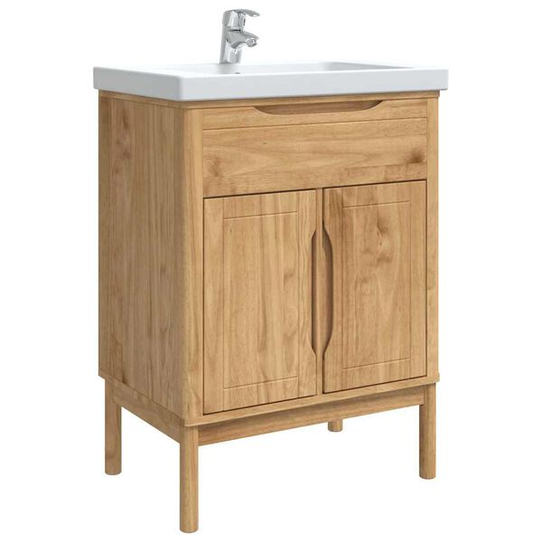 vidaXL Waschbeckenschrank mit Regal FLORO Wachsbraun 60 x 40 x 80 cm