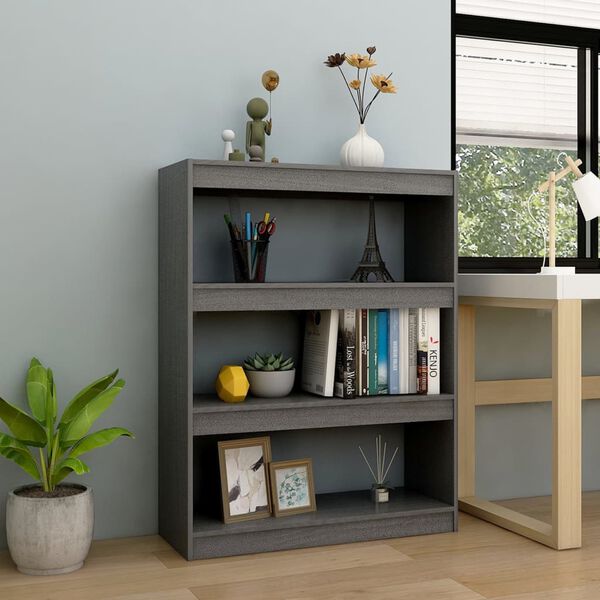 vidaXL B&uuml;cherregal/Raumteiler Grau 100x30x103 cm Kiefer Massivholz