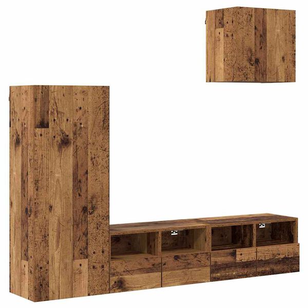 vidaXL TV-Wandger&auml;te 4 pcs Altholz Holzwerkstoff