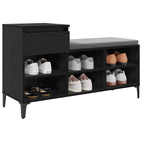 vidaXL Schuhschrank mit Regal Schwarz Eichen-Optik 102 x 36 x 60 cm