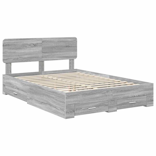 vidaXL Bettrahmen Graues Sonoma 160 x 200 cm Holzwerkstoff