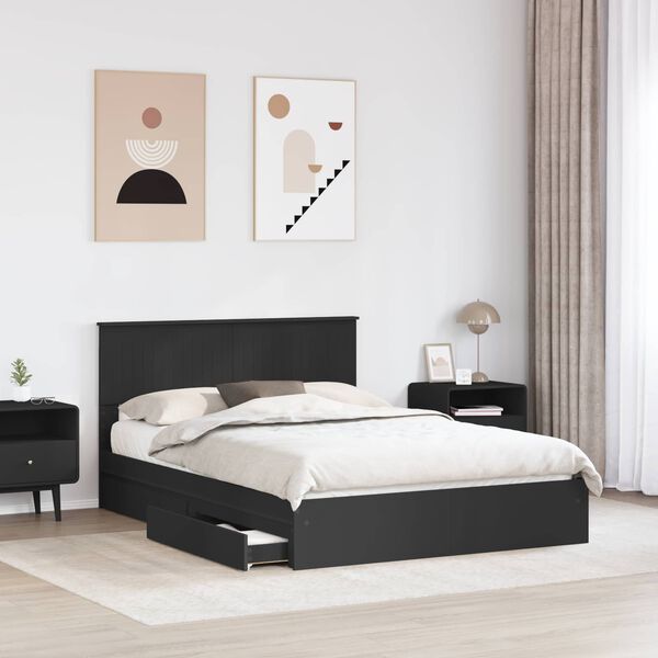 vidaXL Aufbewahrungsbett Schwarz 140 x 190 cm Holzwerkstoff