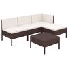 vidaXL 5-tlg. Garten-Lounge-Set mit Auflagen Poly Rattan Braun