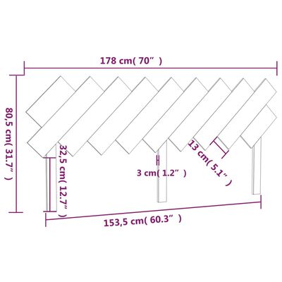 vidaXL Bett-Kopfteil 178x3x80,5 cm Massivholz Kiefer