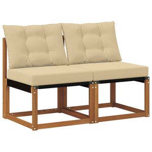 vidaXL 2 stk. Outdoor Mittelsofa Massivholz Akazie und Textilene Stoff