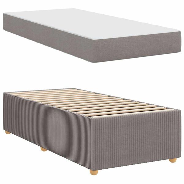 vidaXL Bettrahmen mit Matratze Taupe 100 x 200 cm Stoff