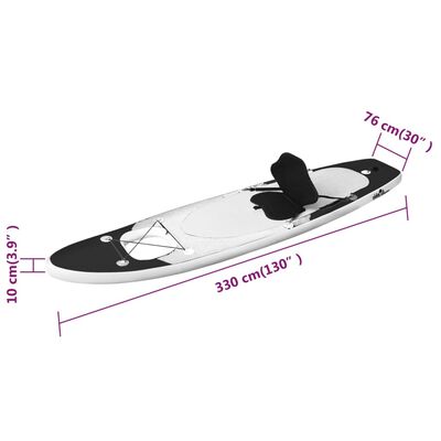 vidaXL SUP-Board-Set Aufblasbar Schwarz 330x76x10 cm