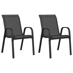 vidaXL Stapelbare Gartenst&uuml;hle 2 Stk. Schwarz Textilene