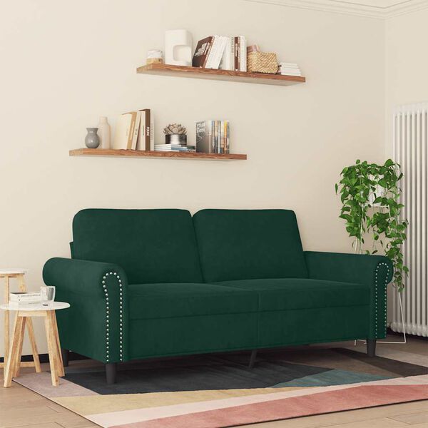 vidaXL 2-Sitzer-Sofa Dunkelgrün 140 cm Samt