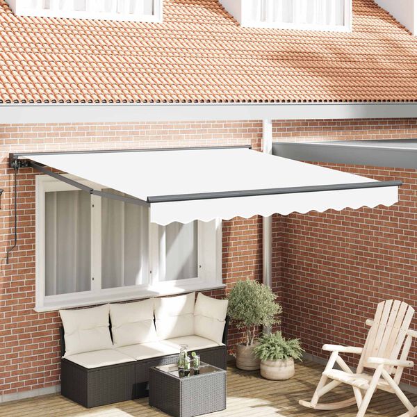 vidaXL Markisenrahmen Wei&szlig; 350 x 250 cm Polyester mit PU-Beschichtung