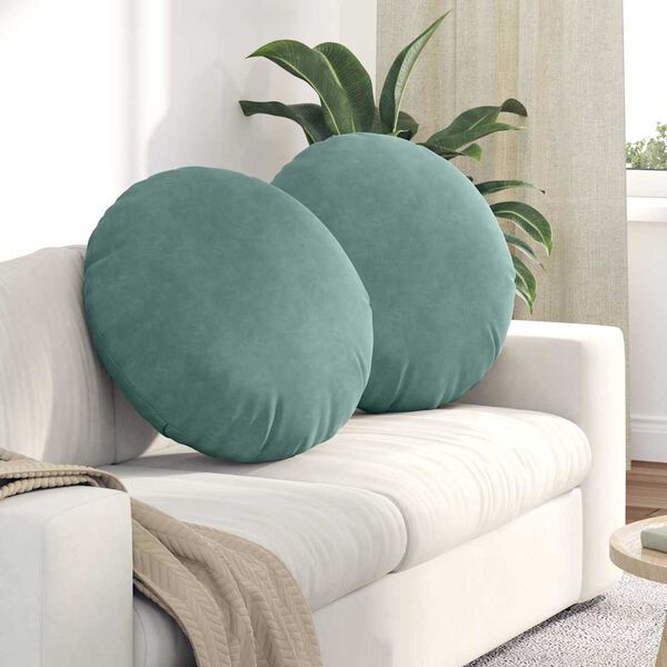 vidaXL Sitzkissen 2 St&uuml;ck Meergr&uuml;n &Oslash; 80 x 29 cm Samt