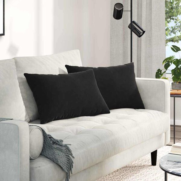 vidaXL Sofakissen 2 St&uuml;ck Schwarz 60 x 40 cm Cordstoff