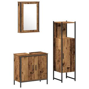 vidaXL Badezimmerm&ouml;bel-Set 3 stk. Braun 33 x 33 x 120,5 cm