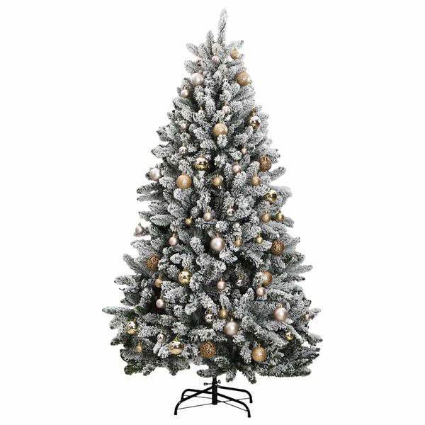 vidaXL K&uuml;nstlicher Weihnachtsbaum Klappbar 300 LEDs & Kugeln 210 cm