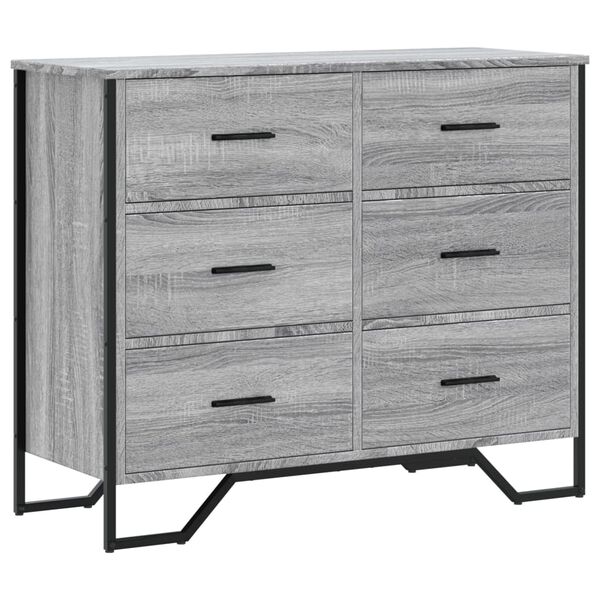 vidaXL Kommode Grau Sonoma 91x35,5x74,5 cm Holzwerkstoff