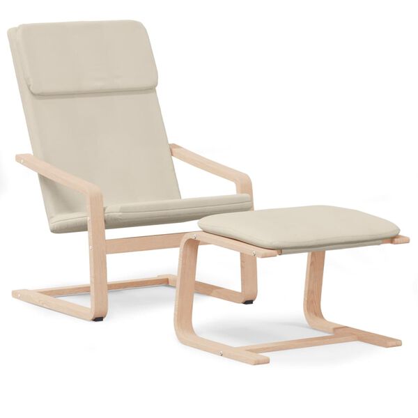 vidaXL Relaxsessel mit Hocker Creme Stoff