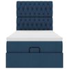 vidaXL Ottoman-Bett mit Matratze & LEDs Blau 90x190 cm Stoff