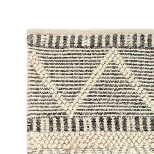 vidaXL Teppich Handgewebt Wolle 120&times;170 cm Wei&szlig;/Grau/Schwarz/Braun