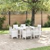 vidaXL Garten Essgruppe 7 pcs Wei&szlig; Polt Rattan