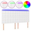 vidaXL LED Kopfteil Wei&szlig; 200x5x118/128 cm Kunstleder