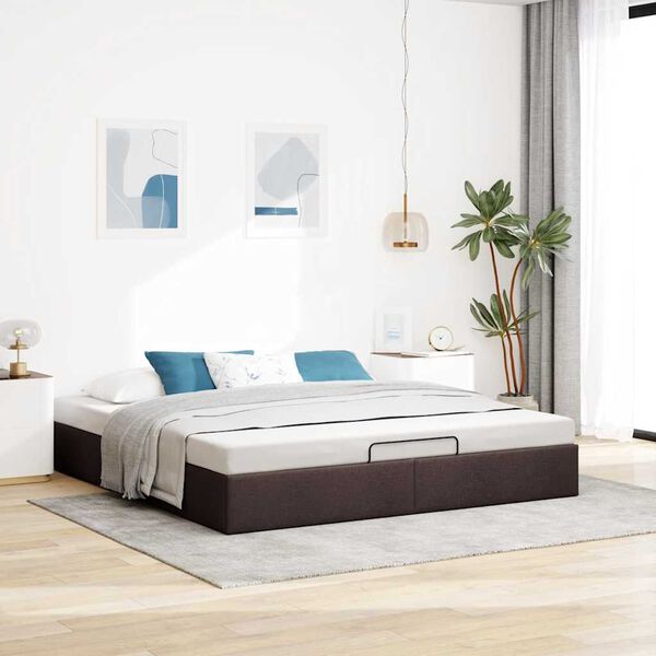 vidaXL Ottoman-Bett ohne Matratze Dunkelbraun 180x200 cm Stoff