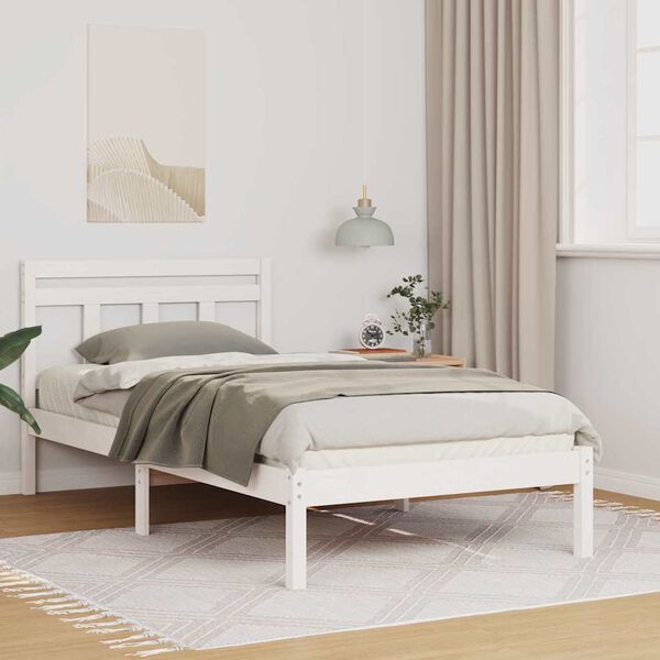 vidaXL Bettrahmen Wei&szlig; 75 x 190 cm Massives Kiefernholz