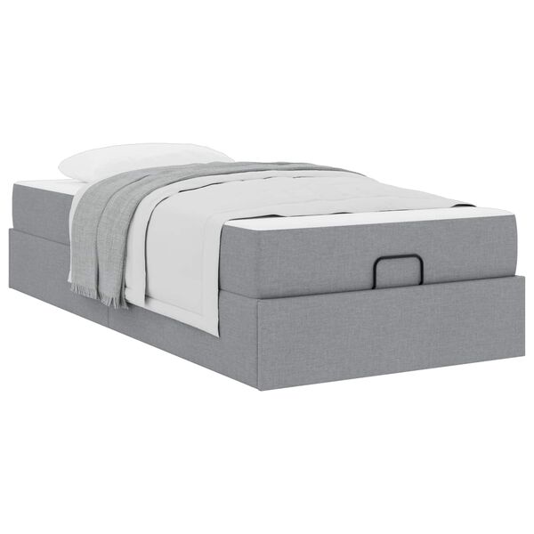 vidaXL Bettgestell mit Matratze mit Matratze 2 pcs Hellgrau Stoff