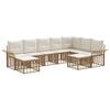 vidaXL Outdoor-Sofagarnitur 9 pcs Nat&uuml;rlich und Cremwei&szlig; Polyester