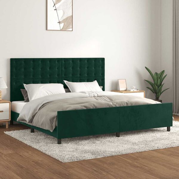 vidaXL Bettgestell ohne Matratze Dunkelgr&uuml;n 200x200 cm Samt