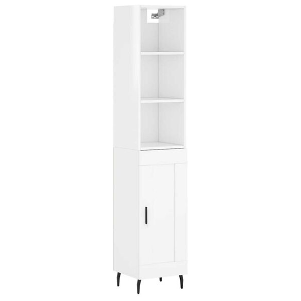vidaXL Highboard Hochglanz-Wei&szlig; 34,5x34x180 cm Holzwerkstoff