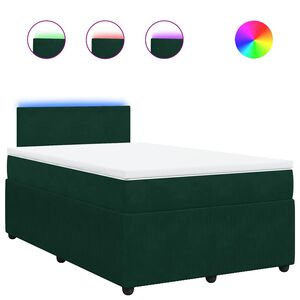 vidaXL Boxspringbett mit Matratze Dunkelgr&uuml;n 120x200 cm Samt