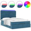 vidaXL Ottoman-Bett mit Matratzen & LEDs Dunkelblau 140x190 cm Samt